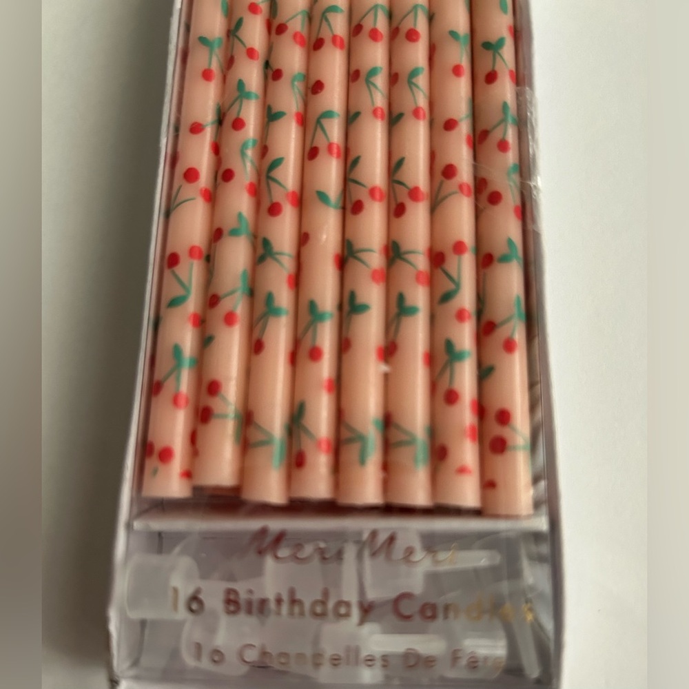 New 16 Pink Birthday Candles 16 Holders Red Flowers Green Stems Meri Meri - Picture 15 of 16